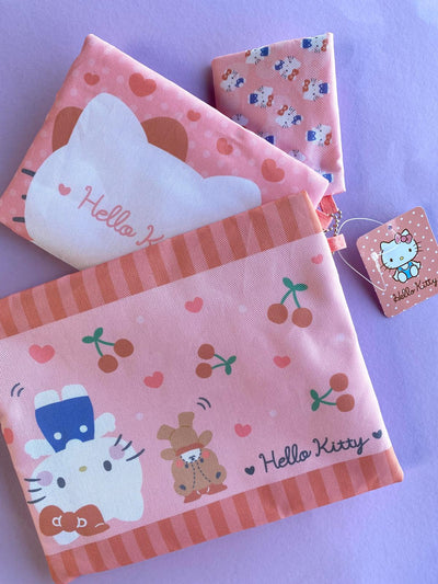 Sanrio Flat Zipper Pouch Set - Hello Kitty