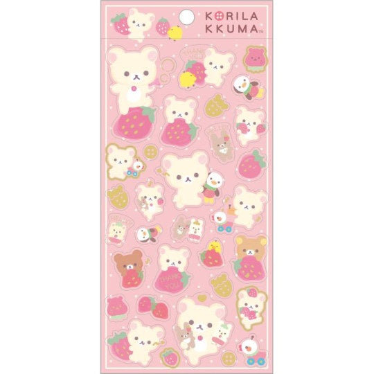 Stickervel Gold Accent - Korilakkuma Full of Strawberry Day - Pink
