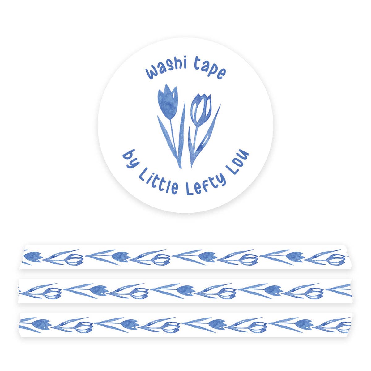 Washi Tape smal - Delfts blauwe tulpen