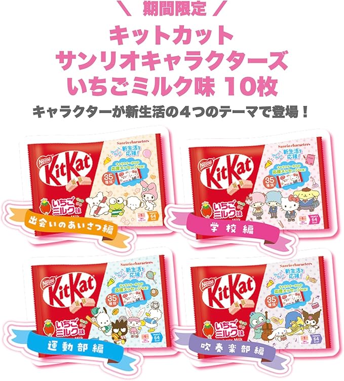 KitKat Mini Strawberry Milk - Sanrio Characters - Zak 10 Stuks