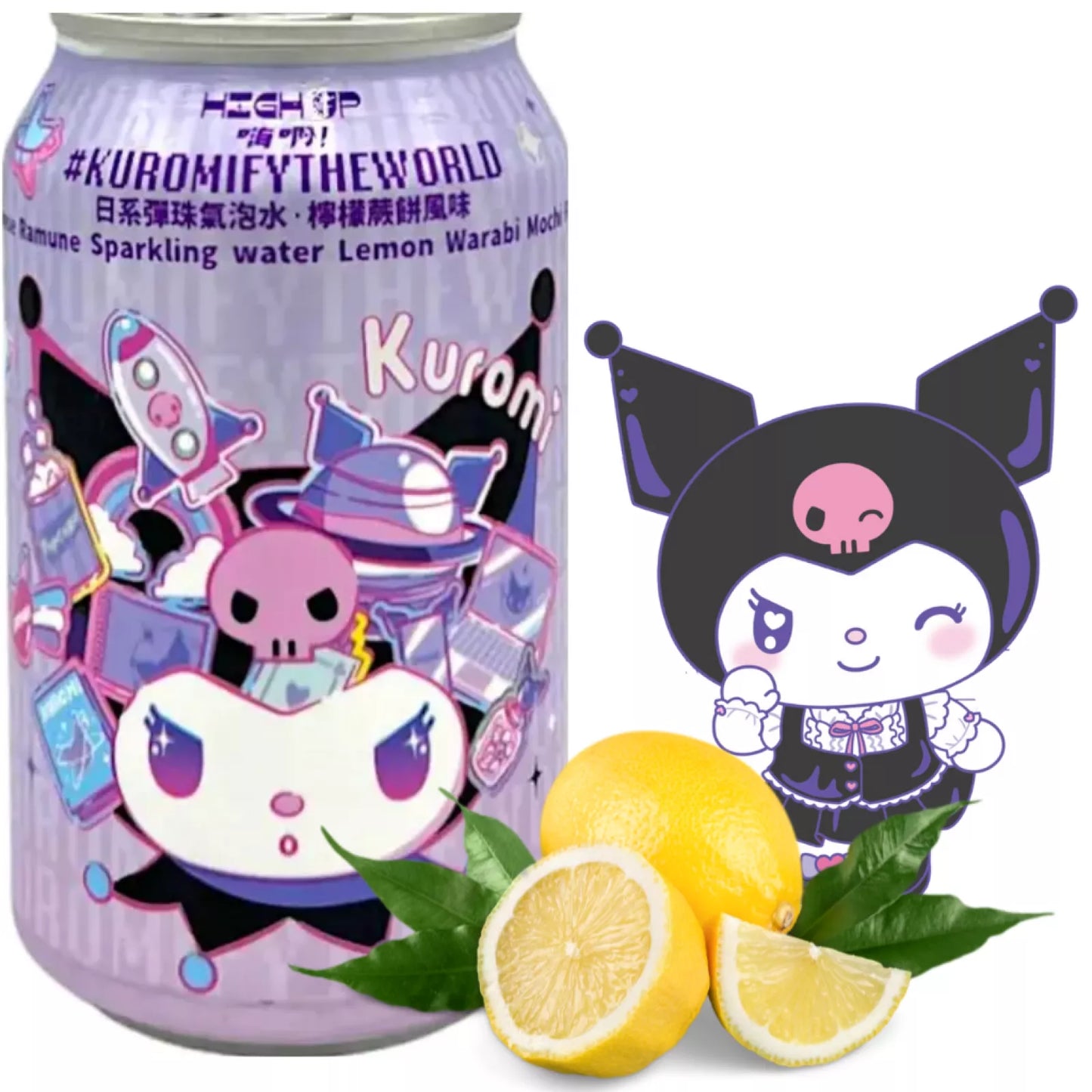 Sanrio Drink Kuromi Japanese Sparkling Water - Lemon Warabi Mochi Flavour