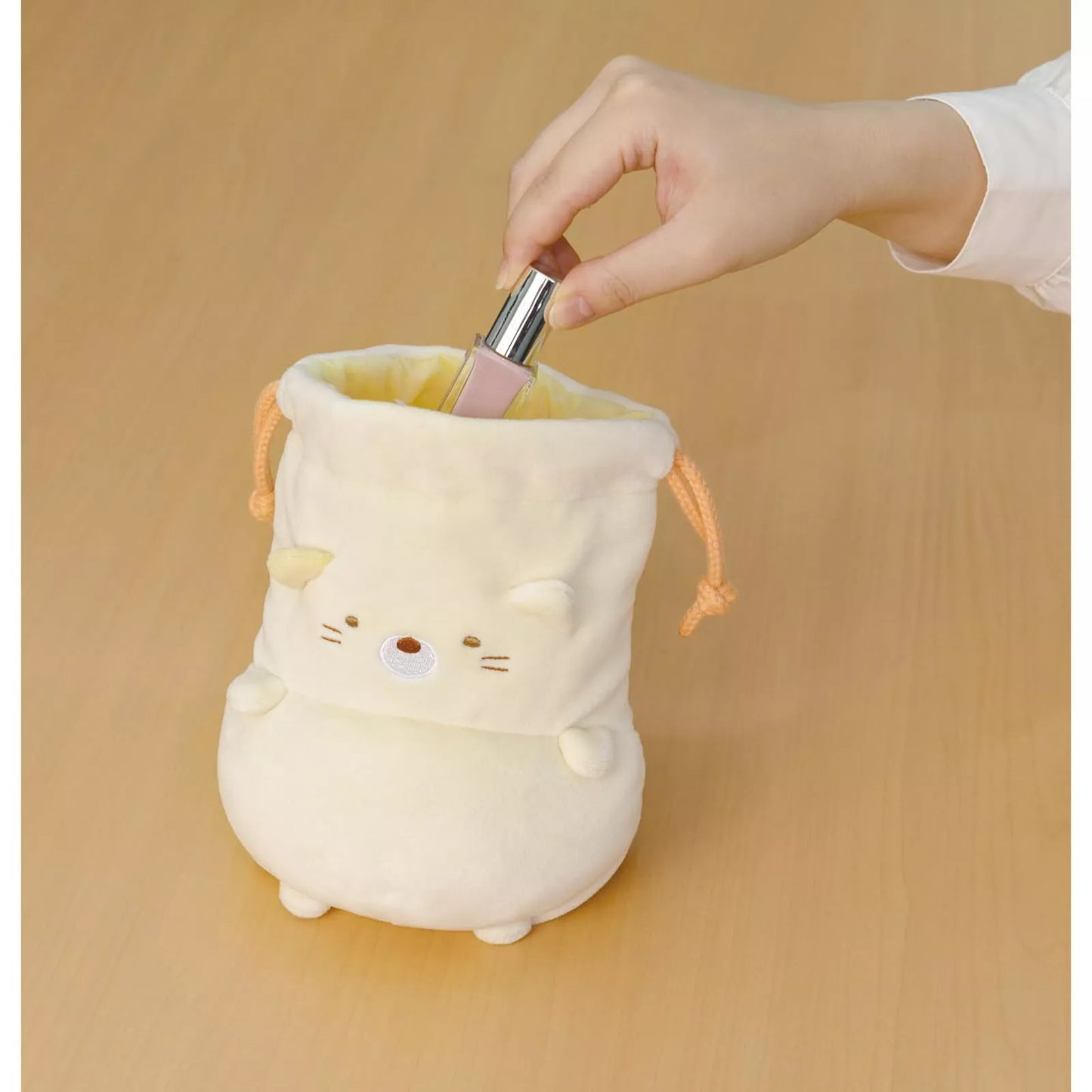 San-X Round Belly Drawstring Bag - Sumikko Gurashi - Neko