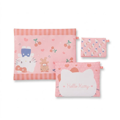 Sanrio Flat Zipper Pouch Set - Hello Kitty