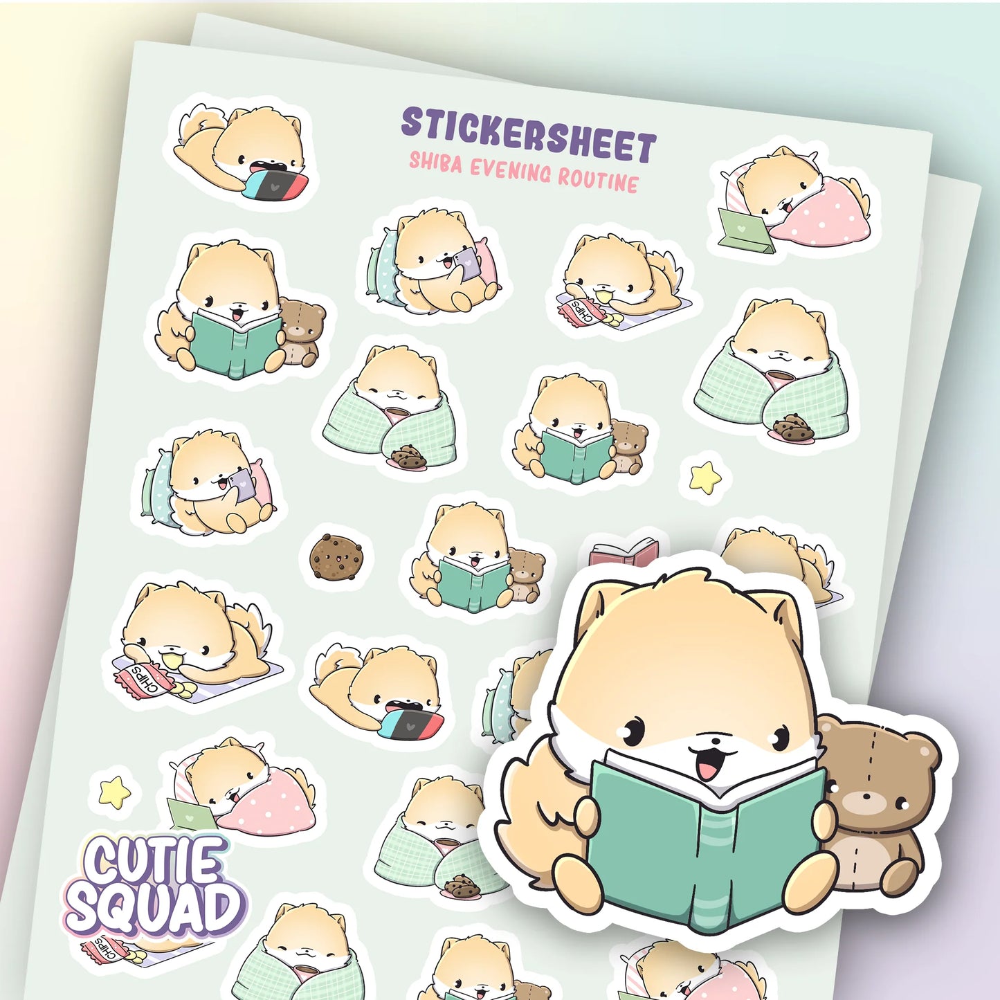 Stickervel - Shiba Evening Routine - CutieSquad
