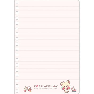 Korilakkuma Notebook B6 met Ringband - Full of Strawberry Day - Pink