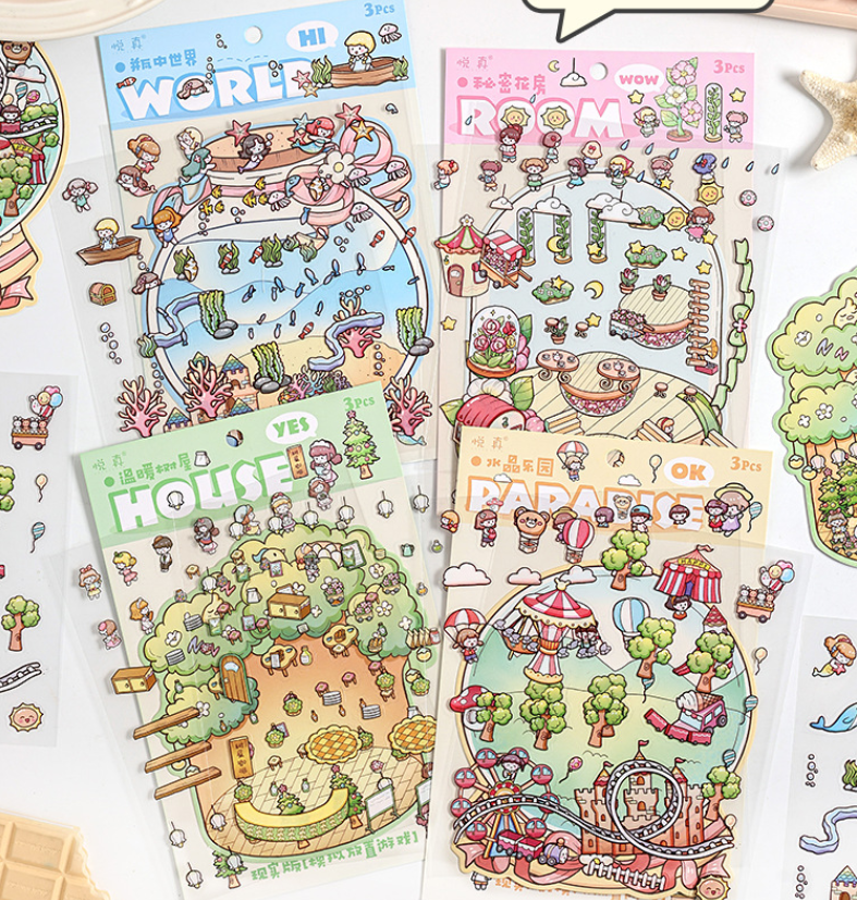 BYO Kawaii Sticker World - Tiny Worlds (Pick One) - DIY Sticker Scene Set