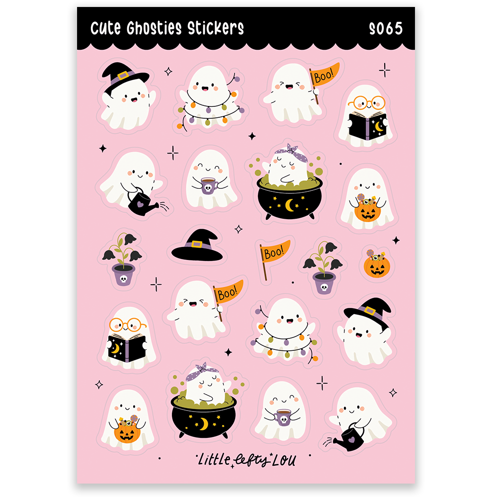 Stickervel A6 Pink Cute Ghosts- Little Lefty Lou