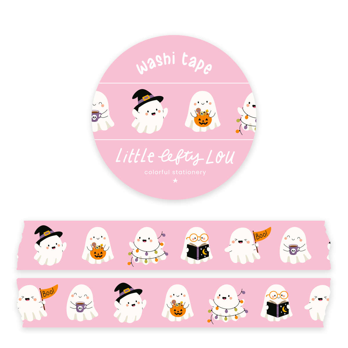 Washi Tape - Pink Ghosts - Little Lefty Lou