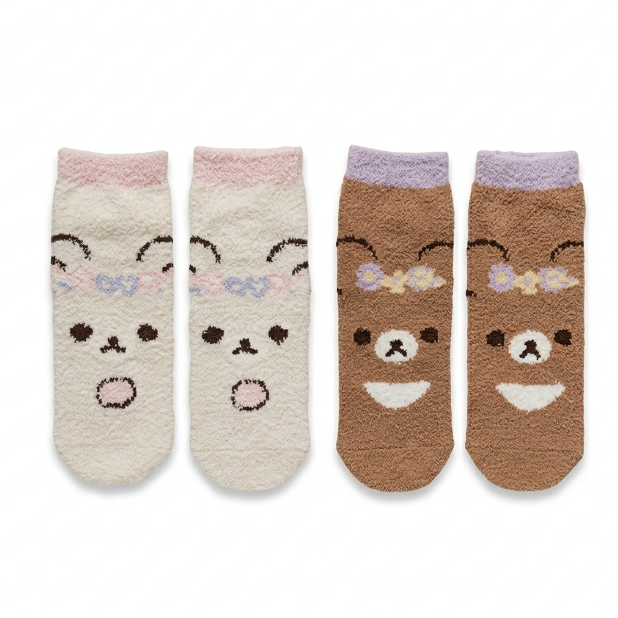 San-X Rilakkuma Flower Tea Time - Fluffy Socks - Kies Je Kleur