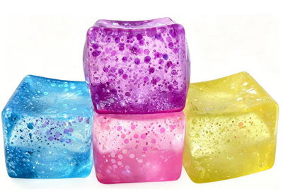 Squishy Glitter Cube Squeeze Fidget Toy - Maltose Sugar Filling