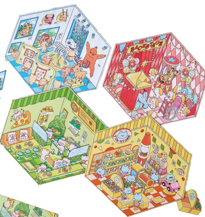 BYO Kawaii Sticker World - Rainbow Colors Full Set - DIY Sticker Scene Set