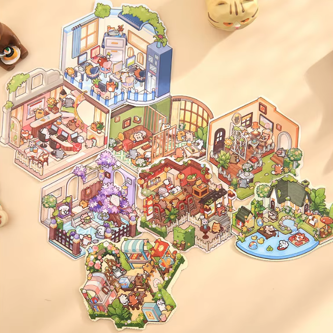 BYO Kawaii Sticker World - Mini Book (7 x 10 cm) (Pick One) - DIY Sticker Scene Set