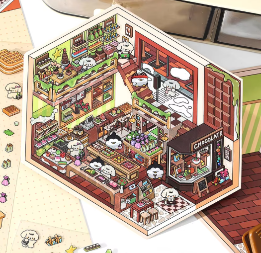 BYO Kawaii Sticker World - Cutest Shops (Pick One) - DIY Sticker Scene Set