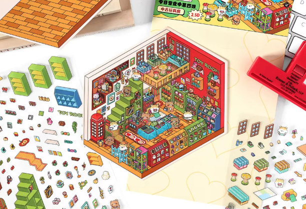 BYO Kawaii Sticker World - Cutest Shops (Pick One) - DIY Sticker Scene Set