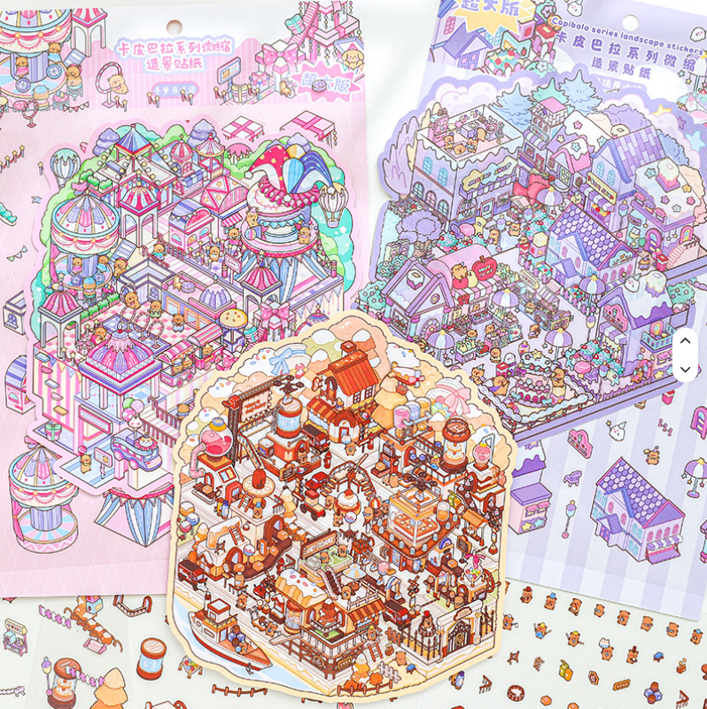 BYO Kawaii Sticker World - XL Capibara World - DIY Sticker Scene Set