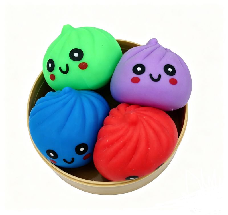 Squishy Dumpling Basket - 4 Mini Squishies
