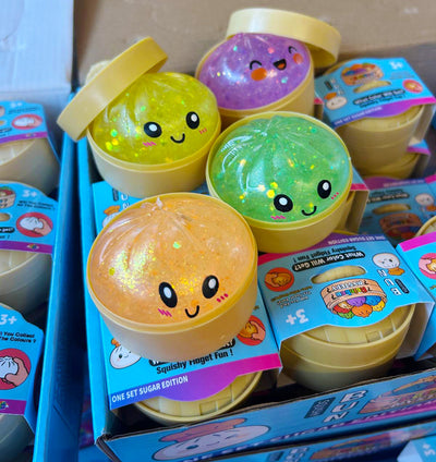 Mini 5,5 cm Glitter Squishy Dumpling - 1x Surprise kleur Squeezy