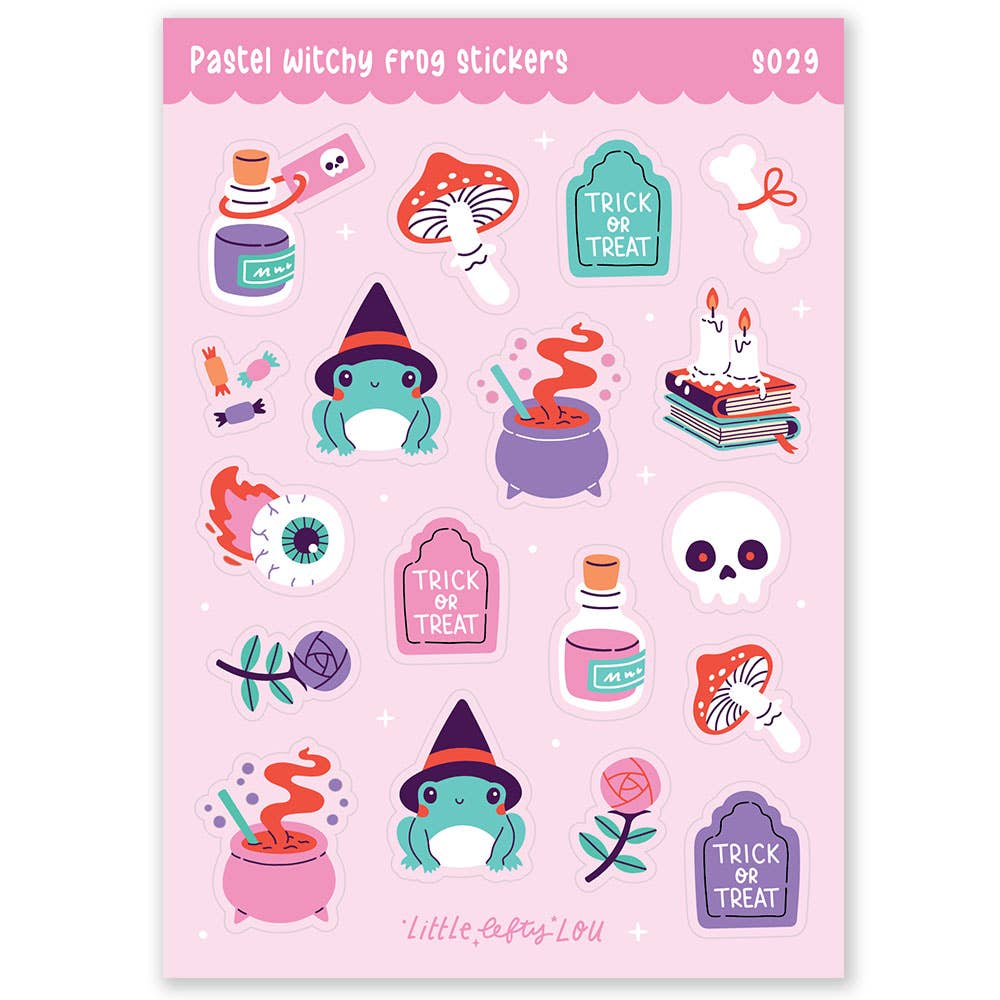 Kawaii Halloween-stickers Pastel Witchy Frog