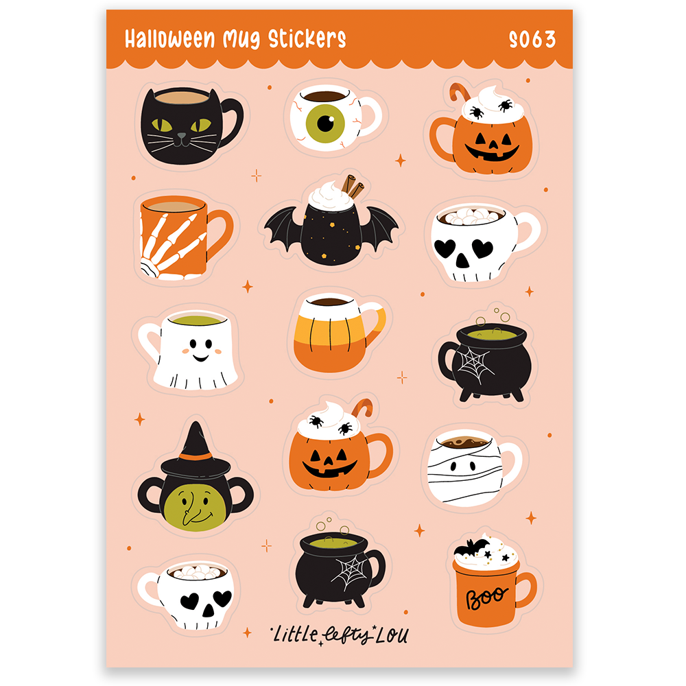 Stickervel A6 Halloween Mugs - Little Lefty Lou