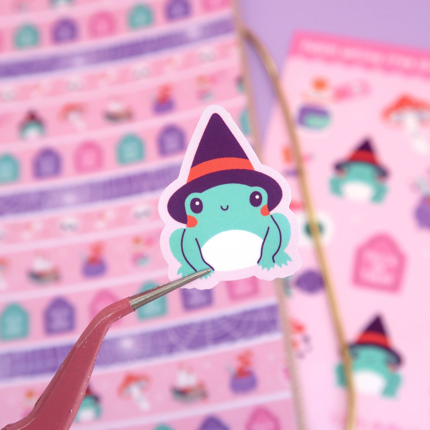 Kawaii Halloween-stickers Pastel Witchy Frog