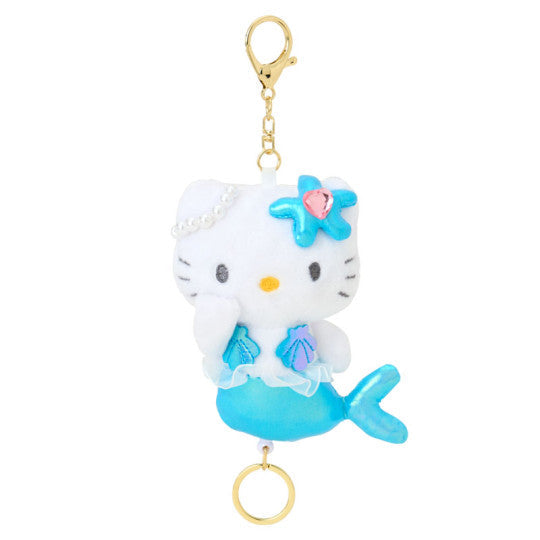 Sanrio Plush Key Holder Keychain - Hello Kitty Glitter Mermaid - Blue