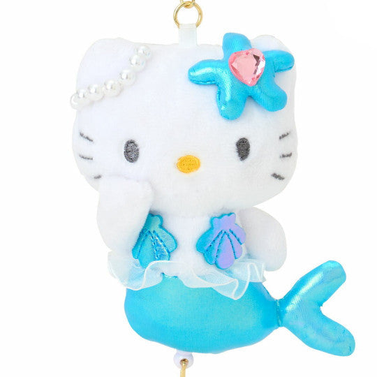 Sanrio Plush Key Holder Keychain - Hello Kitty Glitter Mermaid - Blue