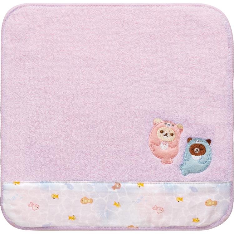 Mini Handdoekje 25 cm x 25 cm - Rilakkuma - Ocean Relax Mood - Pink